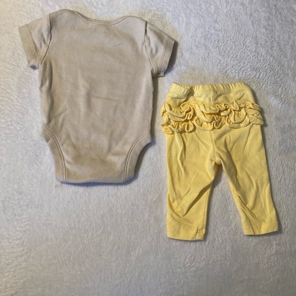 Old Navy 0-3 Months Auntie’s Sunshine Bodysuit and Yellow pants w/ ruffles - Picture 2 of 5